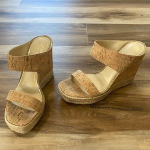 Jessica Simpson cork wedges, size 8, worn once!